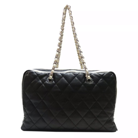 CHANEL Black White Camera Case Chain Shoulder Handbag Quilted Lambskin Leather - Picture 7 of 9
